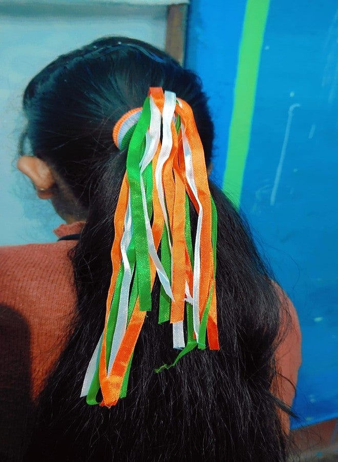 WECROO Tricolor Rubber Streamers,Wrist Bands Hand Waving Streamers for Independence Day, Republic Day, Sports & Party Decorations (Pack of 12) Green,Organge,White - Image 3